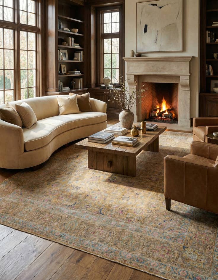 Detail image of  9' 5 x 13'  Hand Knotted Ultra Vintage Persian Wool Rug