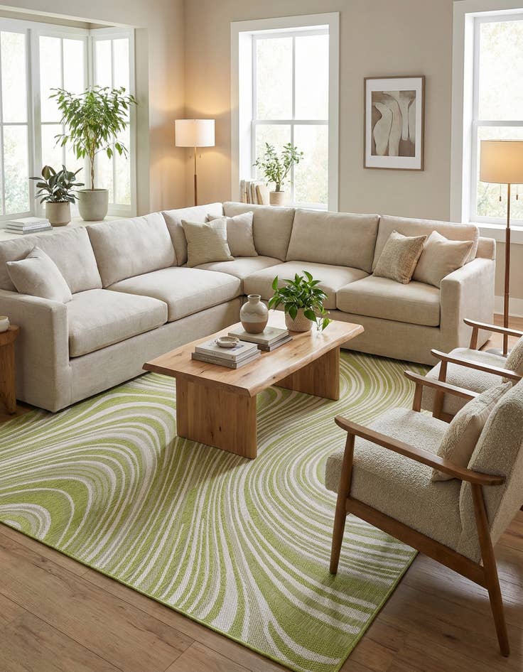 Detail image of 9' x 12'  Washable Modern Indoor / Outdoor Rug