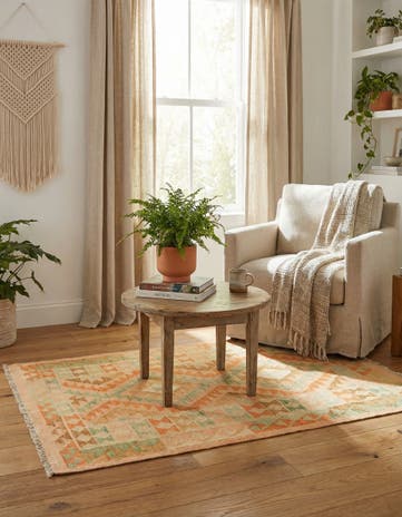 2' 7 x 4' Hand Woven Kilim Waziri Wool Rug