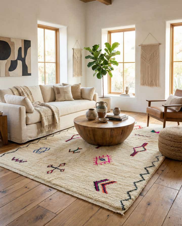 6' 4 x 9' 6 Hand Knotted Moroccan Wool Rug