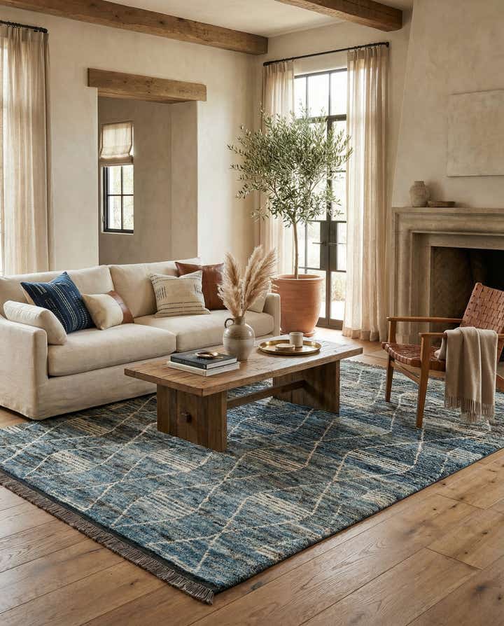 6' 6 x 9' 9 Hand Knotted Moroccan Wool Rug