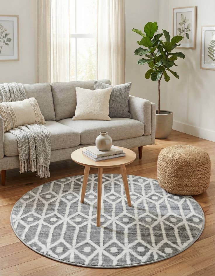 Detail image of 3' 3 x 3' 3 Lattice Trellis Round Rug