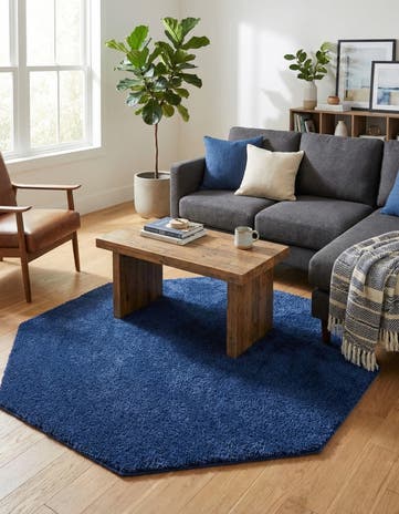 5' x 5' Solid Frieze Octagon Rug