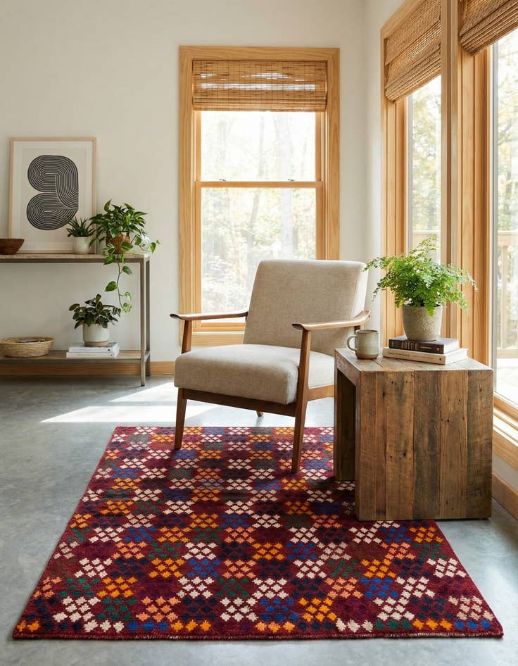 Detail image of 5' x 6' 6  Hand Knotted Balouch Wool Rug