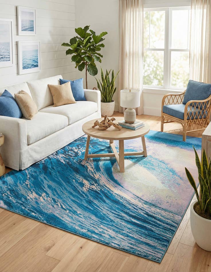 Detail image of 7' 10 x 10' Easy-Clean Modern Indoor / Outdoor Rug