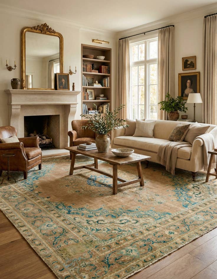 Detail image of 9' 6 x 12' 7 Hand Knotted Ultra Vintage Persian Wool Rug