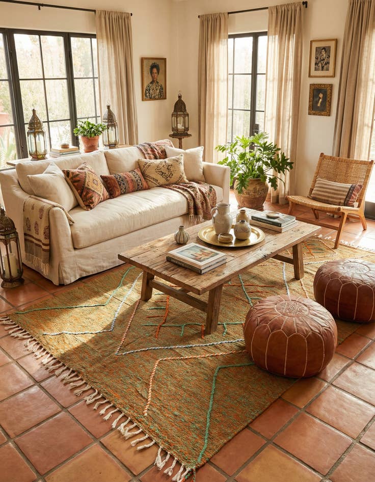 Detail image of 6' 5 x 10' 7  Hand Knotted Moroccan Wool Rug