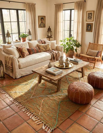 6' 5 x 10' 7 Hand Knotted Moroccan Wool Rug