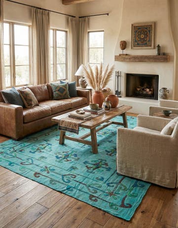 6' 8 x 9' 3 Hand Woven Kilim Suzani Wool Rug