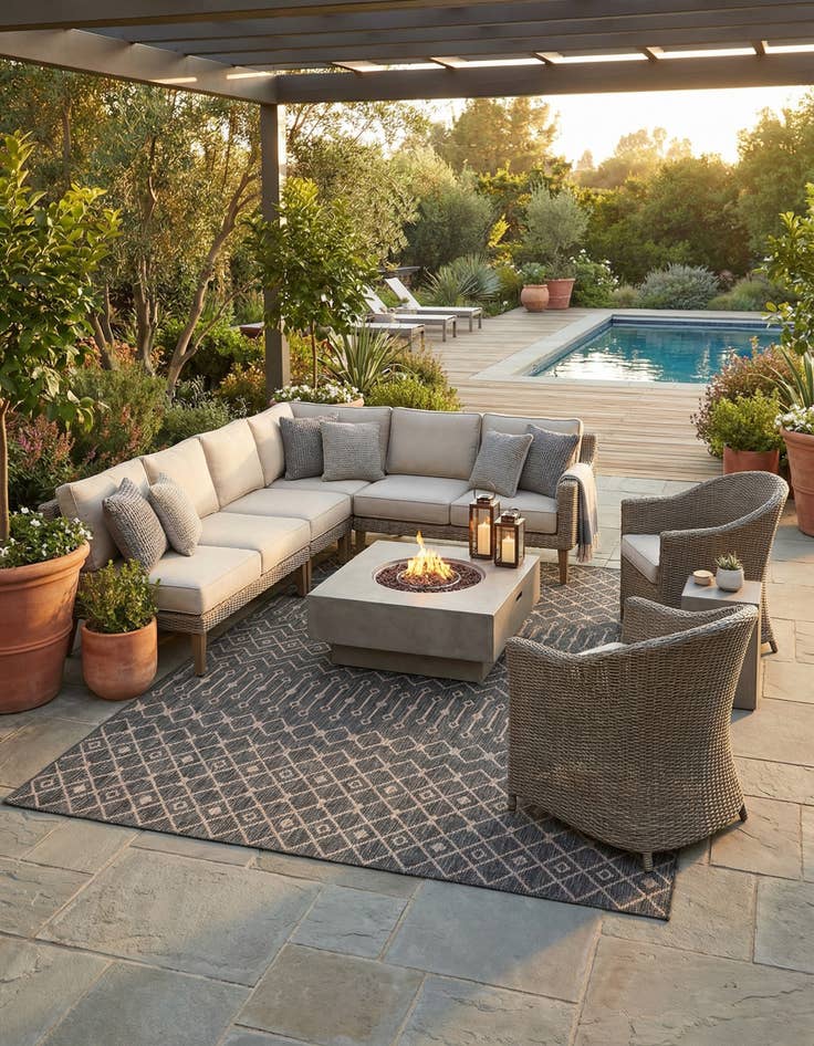 Detail image of 10' x 14'  Washable Trellis Indoor / Outdoor Rug