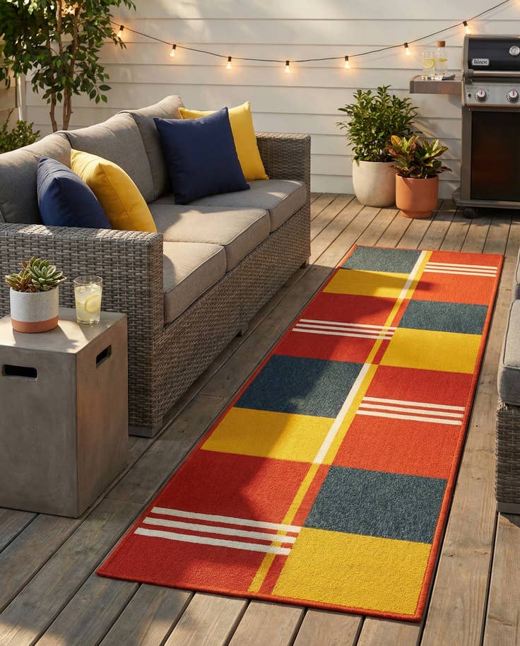 Detail image of 2' x 8' Easy-Clean Modern Indoor / Outdoor Runner Rug