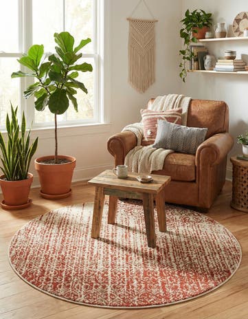 Red Angelica Round Rug