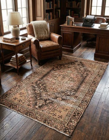 4' x 6' 8 Hand Knotted Ultra Vintage Persian Wool Rug