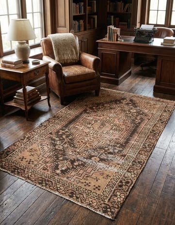 4' x 6' 8 Hand Knotted Ultra Vintage Persian Wool Rug