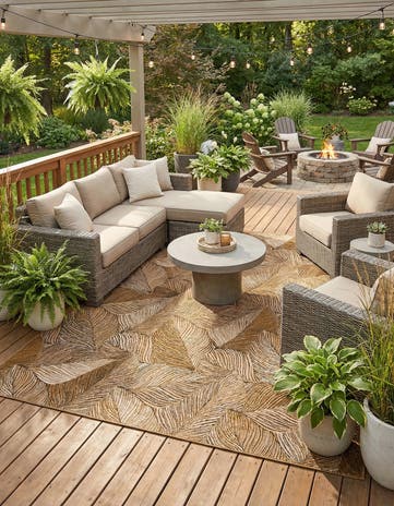 9' x 12' Easy-Clean Botanical Indoor / Outdoor Rug