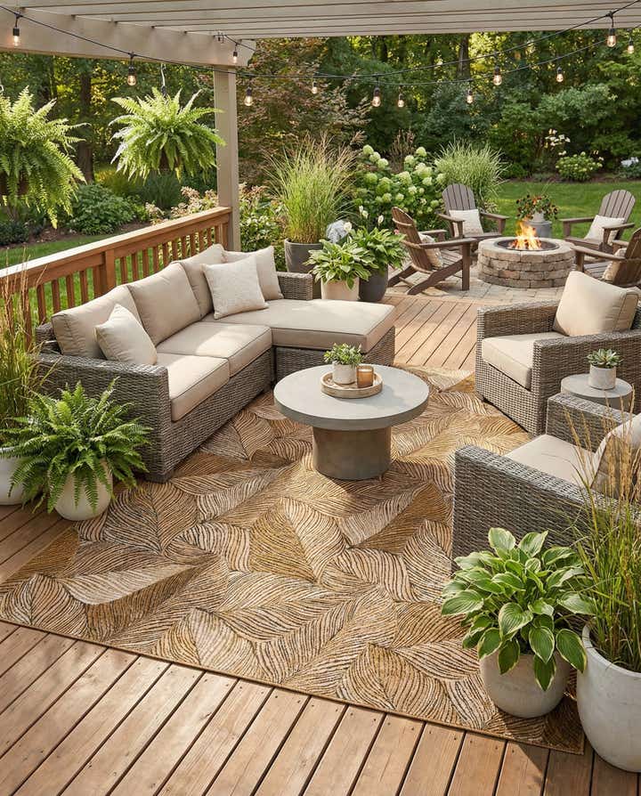 9' x 12' Easy-Clean Botanical Indoor / Outdoor Rug