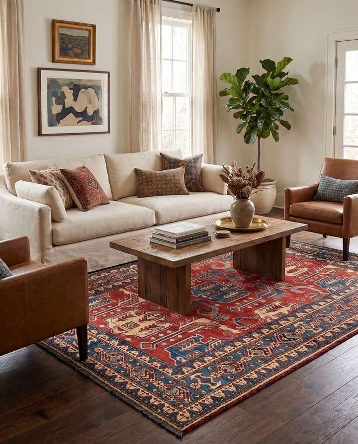 5' 2 x 6' 9 Hand Knotted Kazak Wool Rug
