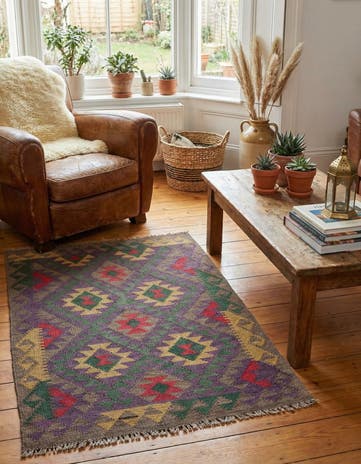 3' 5 x 5' Hand Woven Kilim Maymana Wool Rug
