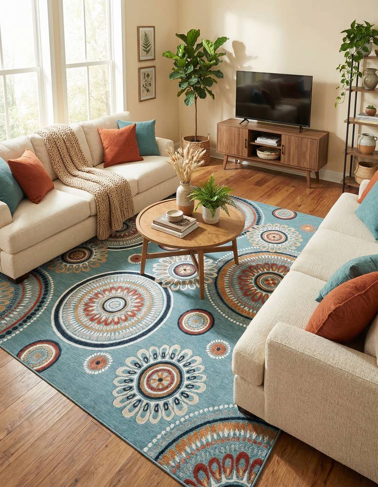 Detail image of  9' 9 x 12'  Washable Botanical Indoor / Outdoor Rug