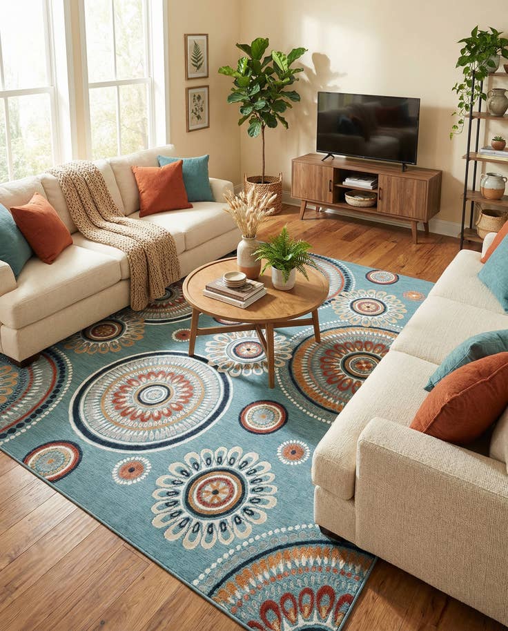 Detail image of 9' 9 x 12' Easy-Clean Botanical Indoor / Outdoor Rug