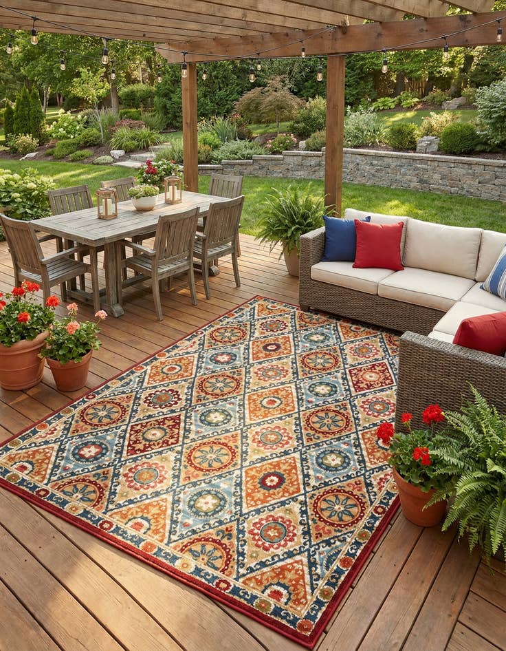 Detail image of  9' x 12'  Washable Modern Indoor / Outdoor Rug