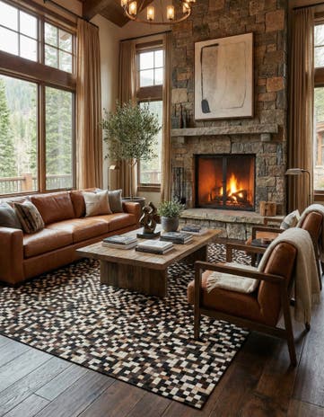 8' x 10' Cowhide Leather Rug