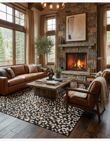 8' x 10' Cowhide Leather Rug
