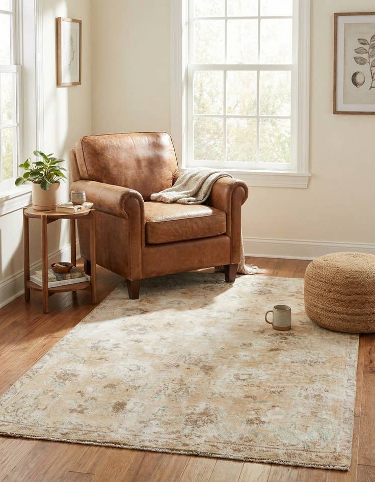 Detail image of  3' 2 x 5' 2  Hand Knotted Ultra Vintage Persian Wool Rug