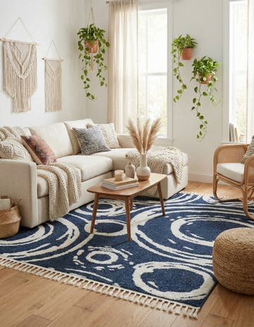 Blue Boho Square Rug