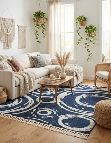 Blue Boho Square Rug