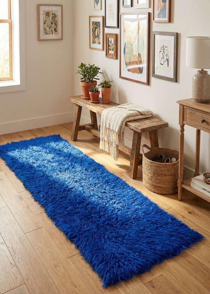 1' 10 x 4' 5 Hand Knotted Moroccan Wool Runner Rug