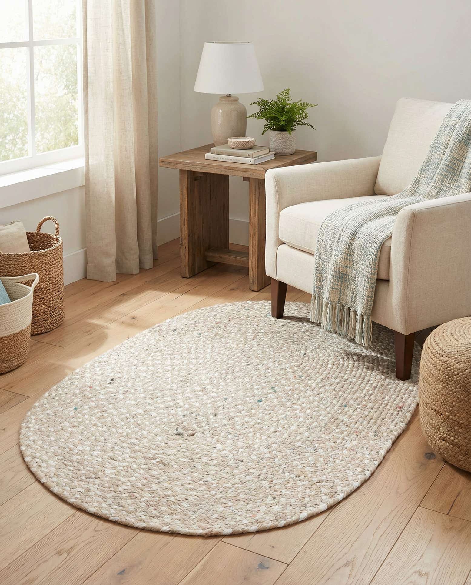 3' 3 x 5' 1 Handmade Braided Chindi Oval Rug