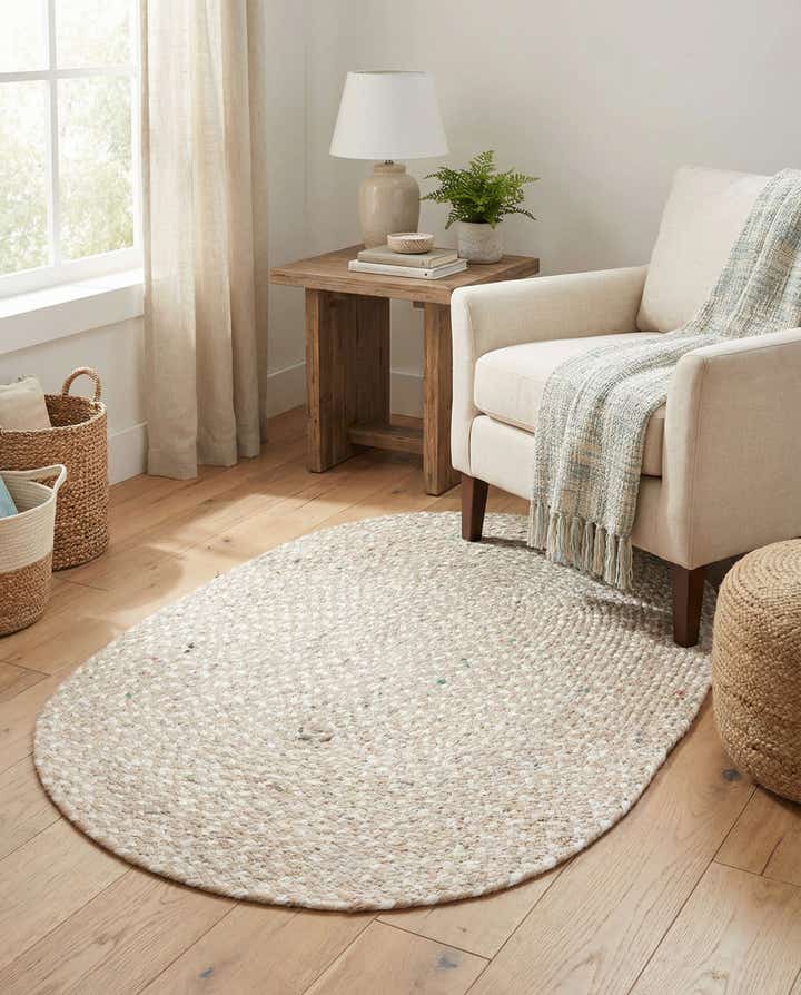 3' 3 x 5' 1 Handmade Braided Chindi Oval Rug