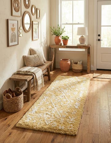Yellow Moroccan Shag Runner Rug