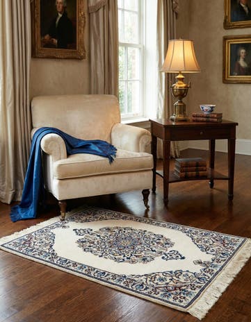 1' 9 x 2' 7 Hand Knotted Nain Rug