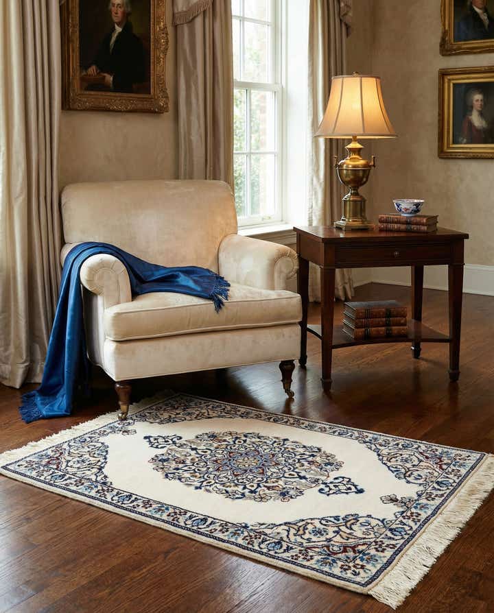 1' 9 x 2' 7 Hand Knotted Nain Rug