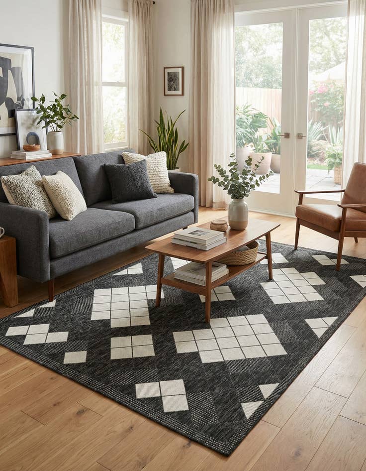 Detail image of 5' 3 x 8'  Washable Modern Indoor / Outdoor Rug