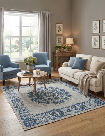 7' 10 x 7' 10 Easy-Clean Traditional Indoor / Outdoor Square Rug