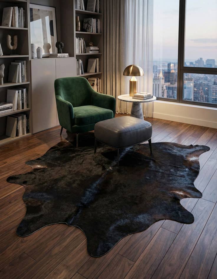 Detail image of 7' 2 x 7' 6 Cowhide Leather Freeform Rug
