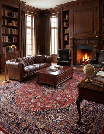 9' 8 x 13' 5 Hand Knotted Mashad Persian Wool Rug
