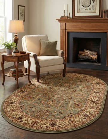 Light Green Aditi Oval Rug