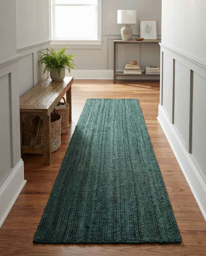 2' 7 x 13' 11 Handmade Braided Jute Runner Rug