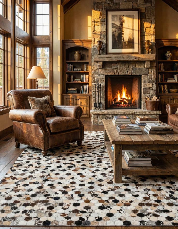 Detail image of  5' x 8' Cowhide Leather Rug