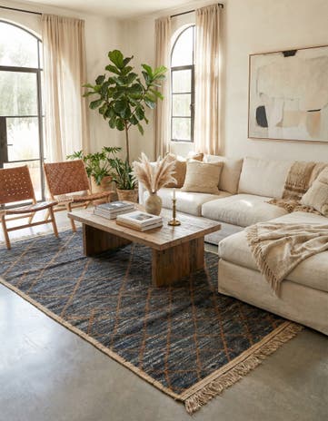 6' x 9' 4 Hand Knotted Moroccan Wool Rug
