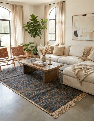 6' x 9' 4 Hand Knotted Moroccan Wool Rug