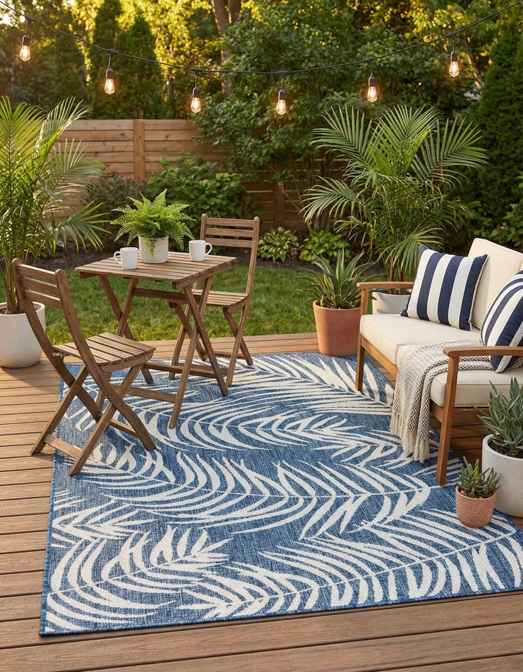 Detail image of 4' x 6'  Washable Botanical Indoor / Outdoor Rug