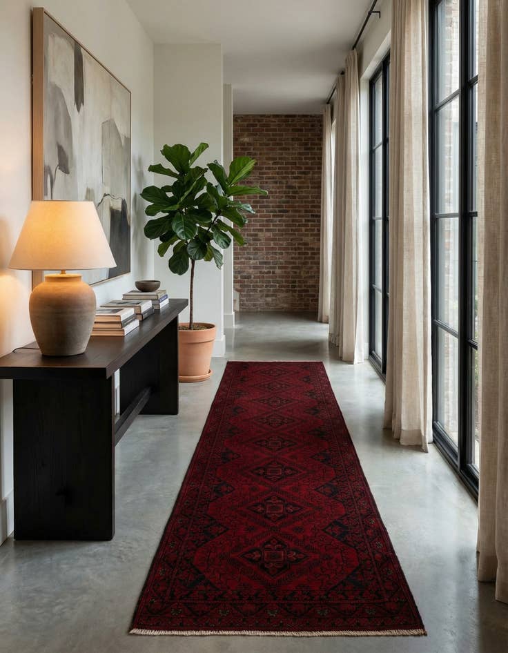 Detail image of 2' 8 x 9' 8 Hand Knotted Khal Mohammadi Wool Runner Rug