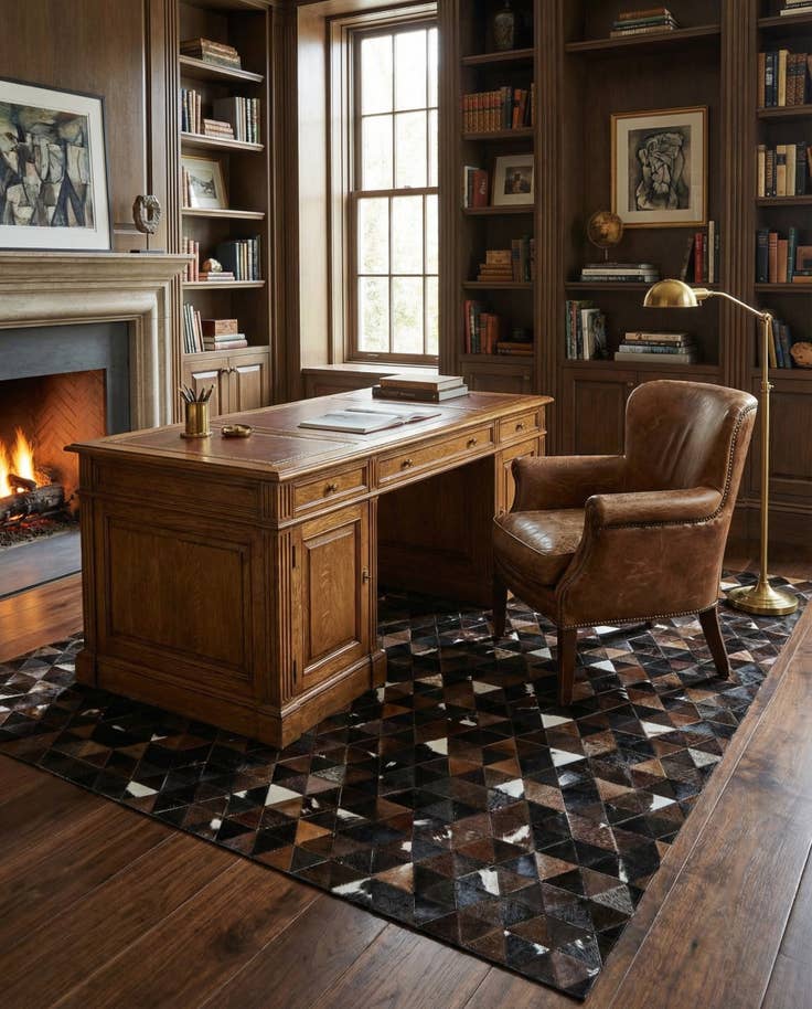 Detail image of 4' 11 x 7' 10 Cowhide Stocks Rug