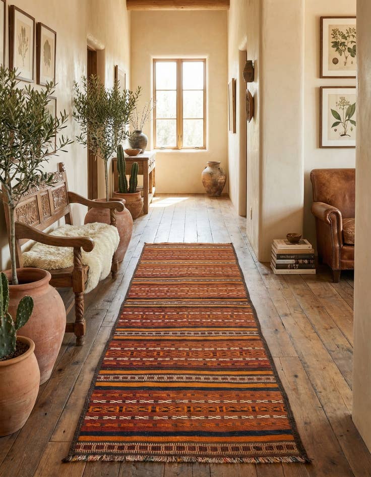 Detail image of 2' 9 x 10' Hand Woven Kilim Fars Wool Runner Rug