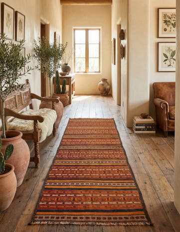 2' 9 x 10' Hand Woven Kilim Fars Wool Runner Rug